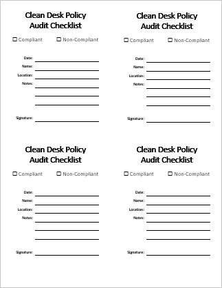 Clean Desk Policy Free Audit Checklist